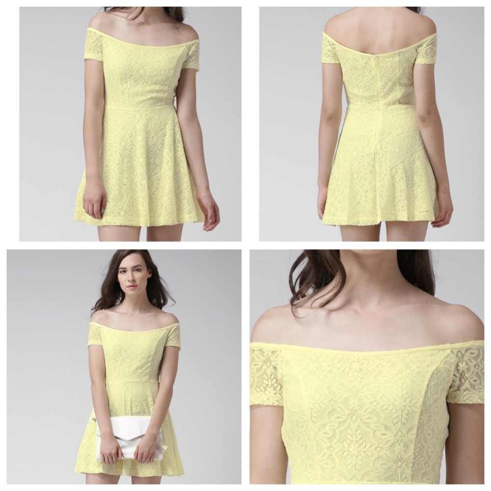 NEW! Forever 2 Yellow Off-the-shoulder Lace Dress